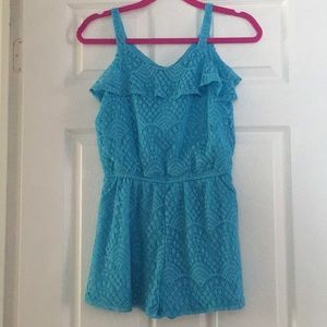 Blue crochet romper